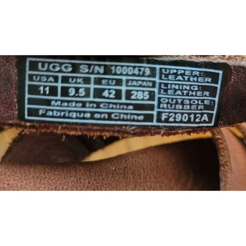 UGG 11 Brown Leather Espadrille Wedge‎ Sandals Open Toe 1000479 ADDYSON